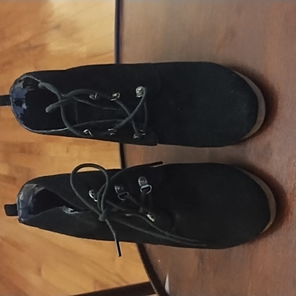Y2K Express Vintage Black Suede Ankle Wedge Laced Boots in Size 10 M